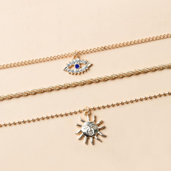 Boho Evil eye Sun Multilayer Necklace - Picture 3 of 7